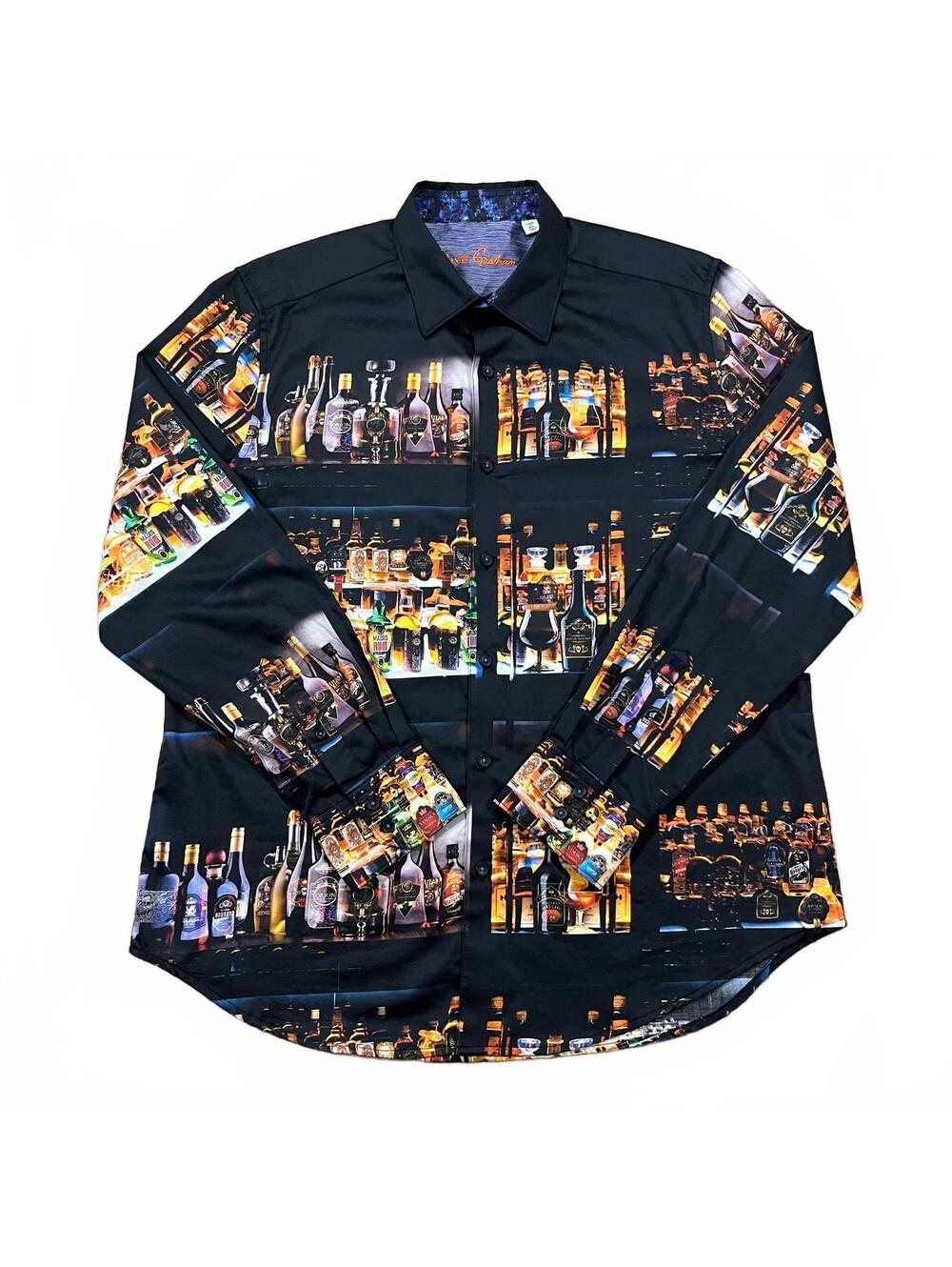 Robert Graham Whiskey In Jar Button Up Shirt Graphic Print Size XL